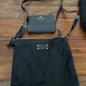 Kate Spade canvas crossbody  with matching leather wallet